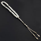 Simple Designed Natural Stone Worry Beads (8 mm -33 Beads) - Prayer Beads Tesbih-Tasbih-Tasbeeh-Misbaha-Subha-Sebha-Sibha-Rosary (Synthetic White Turquoise Stone) - color: White Turquoise Stone