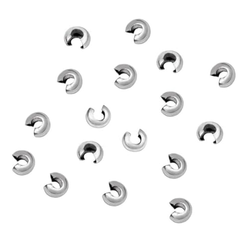 100pcs Adabele 304 Grade Stainless Steel Hypoallergenic Crimp Bead Knot Covers 3mm (0.12 Inch) Small Loose Beads for DIY Craft Jewelry Making SJF9-3 - size: 3mm (0.12 inch)