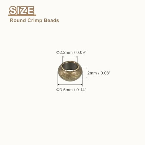uxcell 200Pcs Round Crimp Beads, 3.5mm Metal Spacer Loose Beads Metal Clamp Ends Tiny Stoppers Bead for Bracelet Jewelry Making Craft DIY, Bronze - color: Bronze, size: 3.5mm