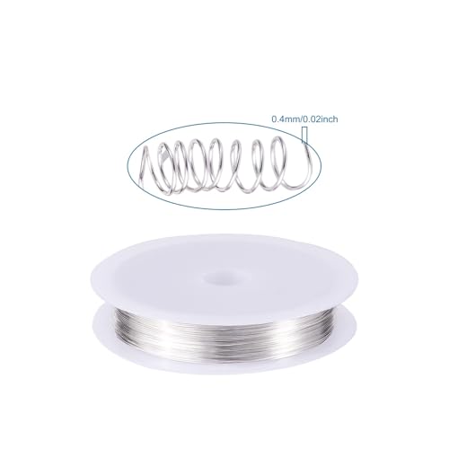 1 Roll 32.8 Feet(10m) 26 Gauge Round Copper Jewelry Bendable Wire Long-Lasting Plated Jewelry Wire Soft Artistic Wires Copper Metal Beading for Jewelry Making Crafts,Silver Color Plated - color: 26 Gauge,Silver Color Plated