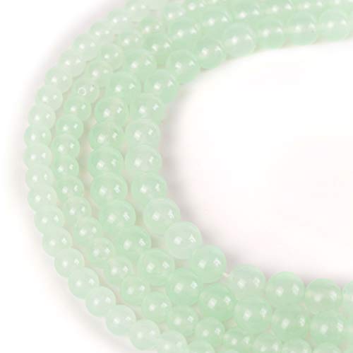 RayLineDo® 48Pcs 8mm Natural Light Green Jade Stone Round Beads Loose Beads Wholesale for Jewelry Making - color: Light Green Jade, size: 8mm