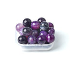 100Pcs Natural Stone 6mm Purple Striped Agate Round Loose Gemstone Energy Healing Beads Hole Size 1mm DIY Smooth Beads for Bracelet Necklace Earrings Jewelry Making - color: Purple Striped Agate, size: 6mm