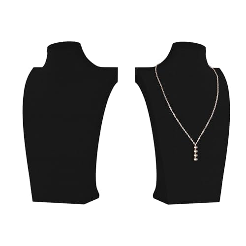 Necklace Bust Display Stand, Necklace Holder, Pendant Chain Necklace Organizer for Women (Black Velvet, L 2PCS) - color: Black Velvet, size: 11.4" Height (2pc)