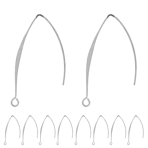 BEADNOVA V Shape Ear Wire Long Earring Wire Earring Hook for Dangle Earwire Making Jewelry Making Ear Post DIY (Silver 43mm, 10pcs) - color: Silver