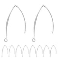 BEADNOVA V Shape Ear Wire Long Earring Wire Earring Hook for Dangle Earwire Making Jewelry Making Ear Post DIY (Silver 43mm, 10pcs) - color: Silver