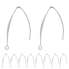 BEADNOVA V Shape Ear Wire Long Earring Wire Earring Hook for Dangle Earwire Making Jewelry Making Ear Post DIY (Silver 43mm, 10pcs) - color: Silver