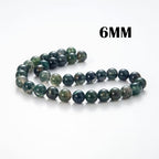 100Pcs Natural Stone Beads 6mm Moss Agate Round Gemstone Loose Beads with Elastic Bracelet String for Bracelets Necklace Jewelry Making - color: Moss Agate, size: 6mm