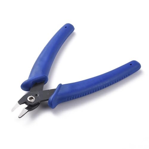1Pc Carbon Steel Jewelry Pliers, Dark Blue and Gunmetal Flush Cutter Plier, Polishing Wire Cutter Plier, Craft Small Jewelry Making Tools for Crafters Mechanical Work Electricians, 4.96inch