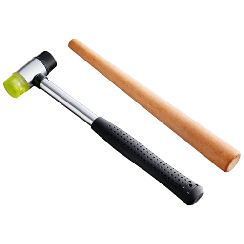 Meowoo Jewelers Rubber Hammer with Wood Ring Mandrel Ring Shaper Tool - Repair Bent Rings & Jewelry Making Kit