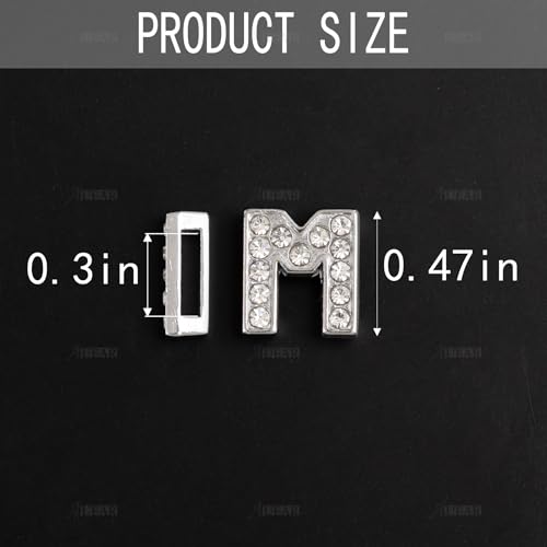 AUEAR, 104 Pack Silver A-Z 8mm Full Rhinestone Slide Crystal Alphabet Letter Charm Alloy for Bracelets Necklace Wristbands DIY Jewelry Making - color: Silver, size: 104 Pack