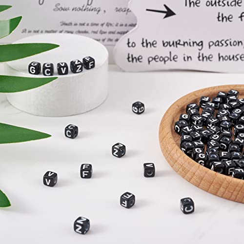 FASHEWELRY 500Pcs Acrylic Cube Letter Beads 5x5x5mm Black Square Letter G Alphabet Beads for DIY Bracelet Necklace Jewelry Making - color: Letter G