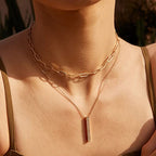 Valloey Rover Gold Necklace for Women 14K Gold Plated Circle Cubic Zirconia Pendant Necklace Dainty Twist Rope Chain Necklace Simple Jewelry Gift for Women - style: Gold-Bar