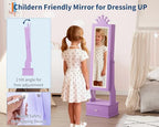 Kids Jewelry Armoire Cabinet with Full-Length Mirror, 46" Jewelry Armoire with Led Light, Kids Jewelry Organizer with 3 Storage Drawers, Kids Vanity Dress Up Mirror Jewelry Cabinet for Girls(Purple) - size: purple
