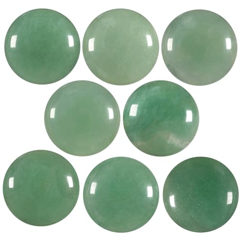 moonsix 10PCS Round Green Aventurine Cabochons Flatback CAB Gemstone Beads Crystal Flat Stone for DIY Craft Jewelry Making, 22mm - color: green, size: 22mm