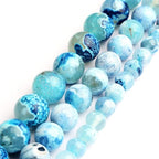 6mm Blue Fire Dragon Pattern Natural Stone Beads Round Loose Beads for Jewelry Making Yochus DIY Beads Bracelet Necklace - color: Blue Fire Dragon Pattern, size: 6mm