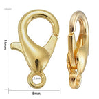 HDSupplies 100 Pieces - Lobster Clasps - Gold Tone - 14x8mm / 1.8mm Hole - color: Gold Tone, size: 14x8mm