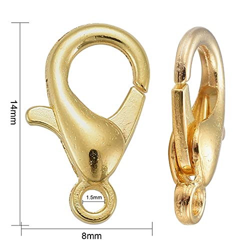 HDSupplies 100 Pieces - Lobster Clasps - Gold Tone - 14x8mm / 1.8mm Hole - color: Gold Tone, size: 14x8mm