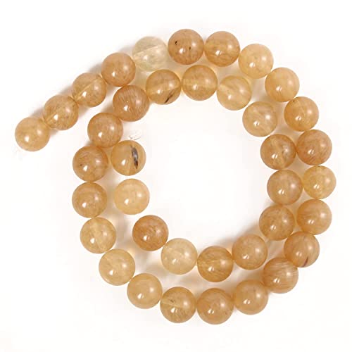 60pcs 6mm Natural Stone Beads Gold Rutilated Quartz Beads Energy Crystal Power Gemstone for Jewelry Making, DIY Bracelet Necklace - color: Gold Rutilated Quartz, size: 6mm