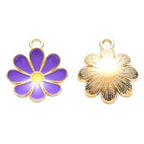 Beadthoven 100pcs Enamel Charms Cherry Blossom Daisy Flower Pendants Gold Plated Small Cute Bulk for Jewelry Making Bracelet Necklace Earrings Keychain DIY Accessories - color: Daisy*-Purple
