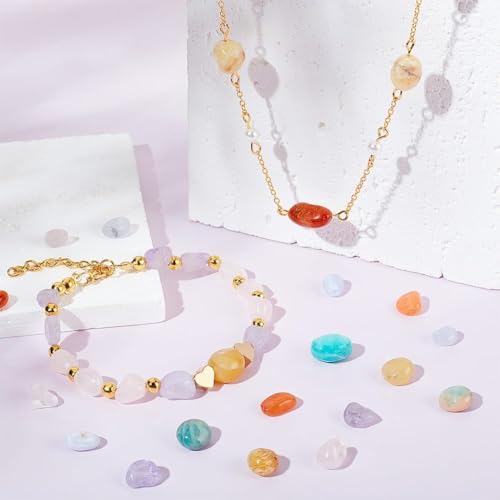 HAAMIIQII Natural Gold Rutilated Quartz Pebble Stone 5-8mm Small Irregular Freeform Tumbled Loose Gemstone Beads for Jewelry Making Strand 15 Inch (45-50pcs) - color: Gold Rutilated Quartz