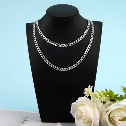 Stainless Steel Jewelry Maing Chains Miami Curb Cuban Chain for Jewelry Making Fashion Necklace Bulk (10pcs,20inch) - color: Steel 20", size: 1.4mm