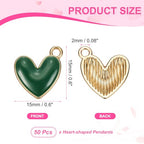 MECCANIXITY Enamel Alloy Heart Charm, Valentine Heart Pendants Love Jewelry Making Charm for DIY Necklace Bracelet Earrings Keychain - color: Dark Green