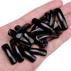 BEADIA Natural Curved Black Agate Stone Beads 36x10mm 4pcs for DIY Bracelet Jewelry Making - color: Black Agate