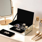 Luxury Mirrored Jewelry Box with Crushed Diamond - Glass Jewelry Box Organizer Storage Ring Holder Case for Women - size: A