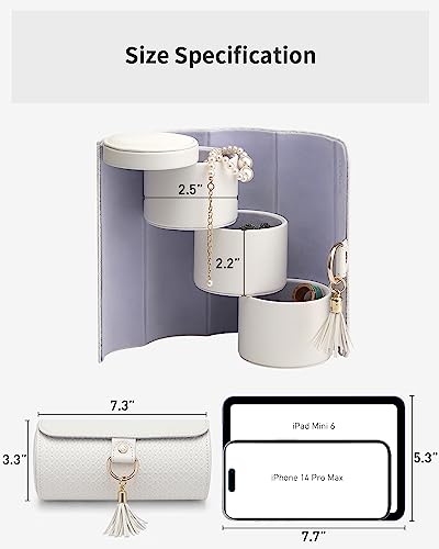 Vlando Valentine Day Gift for Wome, Travle Jewelry Organizer, Bridal Shower, Bridesmaid Gifts for Wedding Day, Bridesmaid Proposal Gifts, Travel Jewelry Case - White - color: B. White