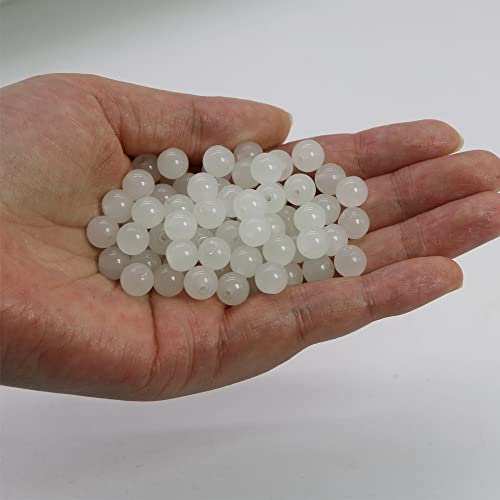 600PCS 8mm White Glass Round Beads Bulk-Imitative Jade Beads-Bracelet Loose Beads for Jewelry Making Earring, Necklaces, and DIY Crafts - size: 8mm White