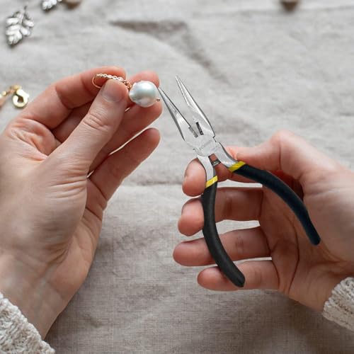 Mini Jewelry Pliers Set - 5 Inch Needle Nose & Flush Wire Cutters - Spring Loaded Precision Pliers for Jewelry Making, DIY Crafts, Model Building, Electronics - size: 5" Flush Cutter+5" Needle Nose