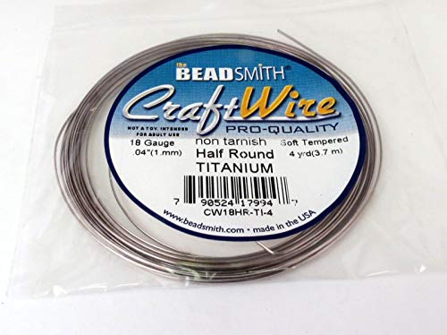 The Beadsmith Half-Round Craft Wire – Soft Temper Jewelry Wire, Titanium Color, 18 Gauge, 4 Yards - color: Titanium, size: 18 Gauge