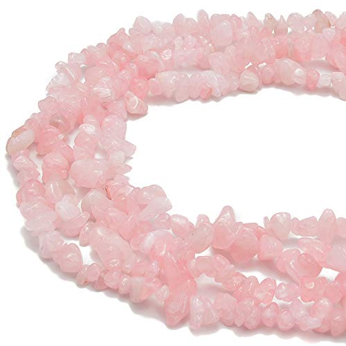PLTbeads 5-8mm Natral Healing Gemstone Waist Bracelets Necklace Kit Irregular Stone DIY Crafts Design Jewelry Making 1 Strand per Bag Approxi 34 inch (Pink Rose Quartz Chips) - color: Pink Rose Quartz Chips