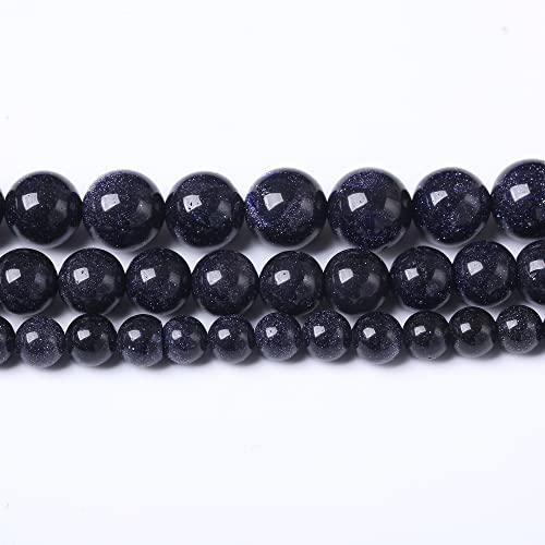 8MM Blue Sand Round Loose Beads Natural Gem Beads Crystal Energy Stone Beads for Jewelry Making DIY Bracelet Necklace - color: Blue Sand, size: 8mm