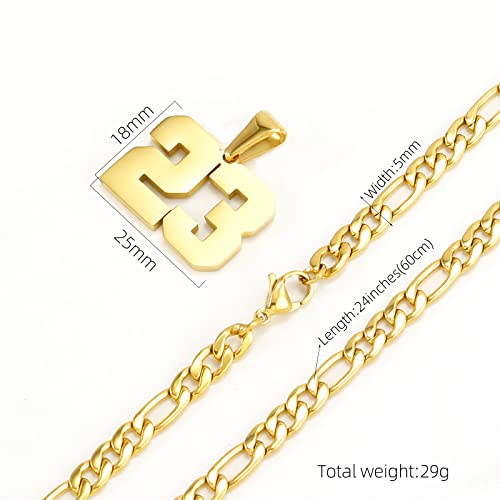 Personalized Jersey Number Necklaces for Mens,Athletes Stainless Steel Sport Number Pendant Chain for Mens Baseball/Basketball/Football Team Inspiration Jewelry with Gifts - color: Gold, style: 16 Gold