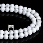 QINJIEJIE 100PCS Howlite Beads 8mm Natural Beads Round Loose Gemstone Bead for Bracelet Beading Crystal Jewelry Making DIY Necklace Earrings 0.32" - color: Howlite, size: 100PCS