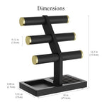 SRIWATANA 1 Bracelet Holder, Jewelry Display Stand Birthday Mother's Day Christmas Wood Solid Wood Classic Design Non-Slip Pad Metal End Cap Keeps Jewelry Secure T-Bar Organizer for Bracelets - Black - color: Black