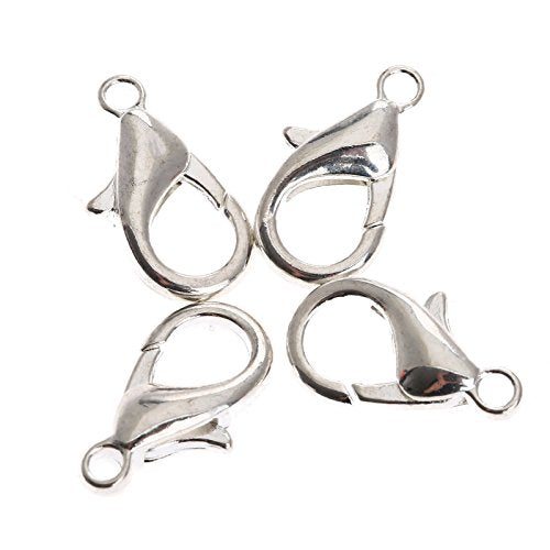 dophee Lobster Claw Clasp for Jewelry Making, 100-Pack Curved Lobster Clasp Clips Small Fastener Hook Connected Buckle Repair Accessories for Jewelry Craft DIY Bracelet Necklace Earrings, Silver, 16mm - color: Silver, size: 16mm