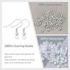 Earring Making Kits Silver Earring Hooks Hypoallergenic Ear Wires Fish Hook for DIY Jewelry Making Bulk Pack 600PCS - color: Silver