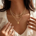 Layered Necklaces for Women, Dainty 14K Gold Plated Circle Peadant Chain Necklace Set Simple Paperclip Stacked Necklaces for Women Trendy Gold Jewelry - color: set4