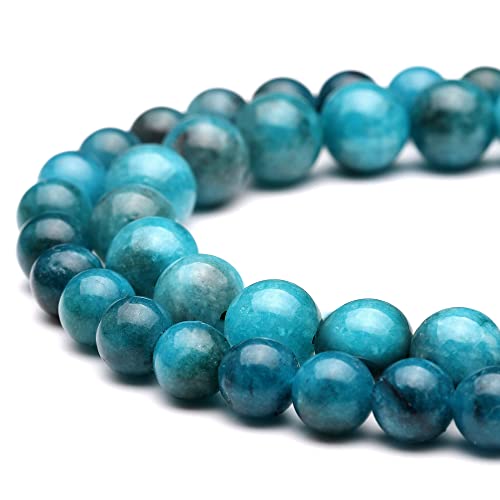 Youngbling Natural Gemstone Beads for Jewelry Making,6mm Blue Apatite Polished Round Smooth Stone Beads for Bracelet Necklace 15 Inch(Blue Apatite,6mm) - color: Blue Apatite, size: 6mm
