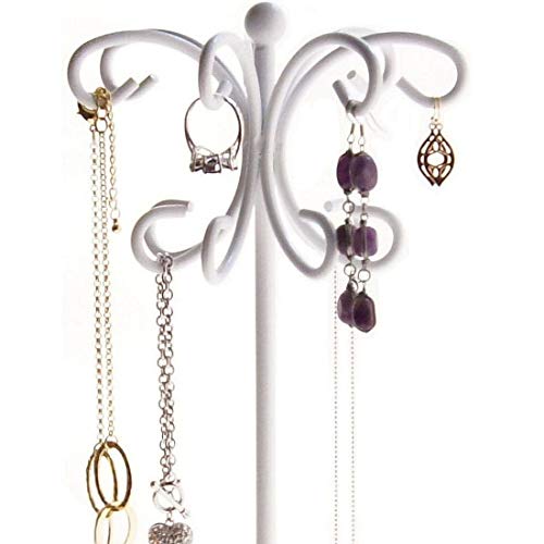 Angelynn's Sturdy Long Necklace Holder Organizer Tall Tabletop Pendant Display Stand, Freestanding Jewelry Tree, Ava White 6" Wide x 16 1/2" Tall - color: White, size: Ava