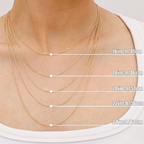 Gacimy Chain Necklace for Women, 14K Gold Plated/Silver Tone Cable Chain for Women, 1.1/1.3mm Thin Dainty Necklace Chains 16-24 Inch - size: 18 Inches, style: 1.3mm Gold