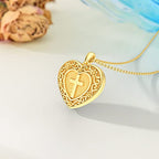 SOULMEET Personalized Silver Locket Necklace That Holds Pictures Photo Keep Someone Near to You, Memorial Custom Lockets Necklaces Letters Engraving for His Her - color: Q- Gold plated cross-Yellow, style: Locket Necklace Only
