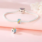 Spacer Stopper Beads for Bracelets & Necklaces, 925 Sterling Silver Beads | Smooth & Pave Cubic Zirconia (White, Blue, 18K Gold Plated) | Anti-Slide Separator Charms S925 Women Jewelry - color: Rainbow-Bead Charms