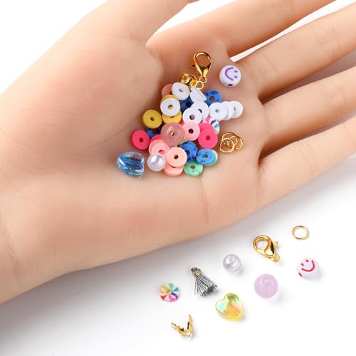 Echoed Elegance Clay Beads 2 Boxes Bracelet Making Kit, 8042 pcs Beads for Jewelry Making, Round Letter Beads with Charm and Elastic Strings, Friendship Bracelets Holiday Gifts for Girls Adults - color: Clay Beads Kit (2 Boxes with Accessories)-about 8042