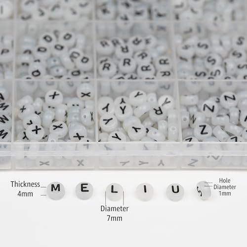 Melius 1450Pcs Acrylic Glow Letter Beads, Alphabetical Glowing in The Dark Beads in 28 Grid Box for Jewelry Making, DIY Bracelets, Necklaces, Key Chains (Glowing, 4x7mm) - color: Glowing, size: 4x7mm