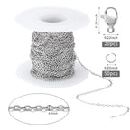 Topacket 33Feet Stainless Steel Necklace Chains Cable Link Chains for Jewelry Making DIY Craft Kit with Lobster Clasps Jump Rings - color: Stainless Steel, size: 2.5mm