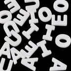 20Pcs Letter Beads Natural Freshwater Shell Beads Vowel Letters A E I O E White Seashell Alphabet Initial Beads for Wedding DIY Necklace Bracelet Earring Jewelry Making Supplies - color: White Shell