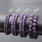 Natural Healing Gemstone Bracelet Handmade Yoga Stretch Elastic Bracelet Stress Relief Crystal Jewelry for Men and Women - color: Amethyst (Love Guardian), size: 10mm